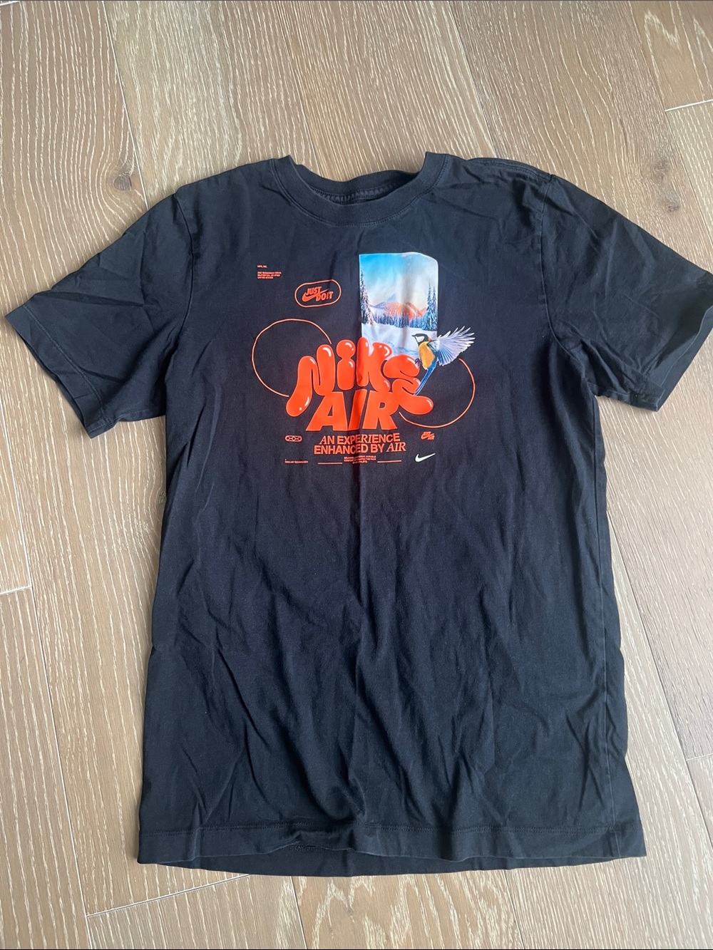 Nike Black Short-Sleeve Tee with Orange 'Nike Air' Graphic